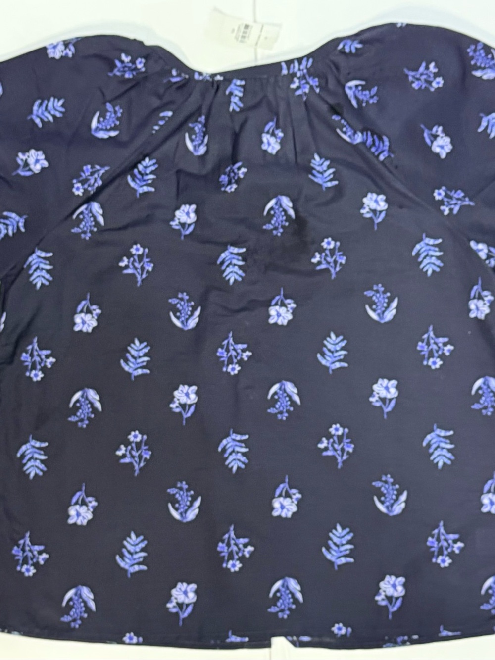NWT Ann Taylor Floral Blouse XS Navy Blue Button Front Lightweight Top - Picture 5 of 6